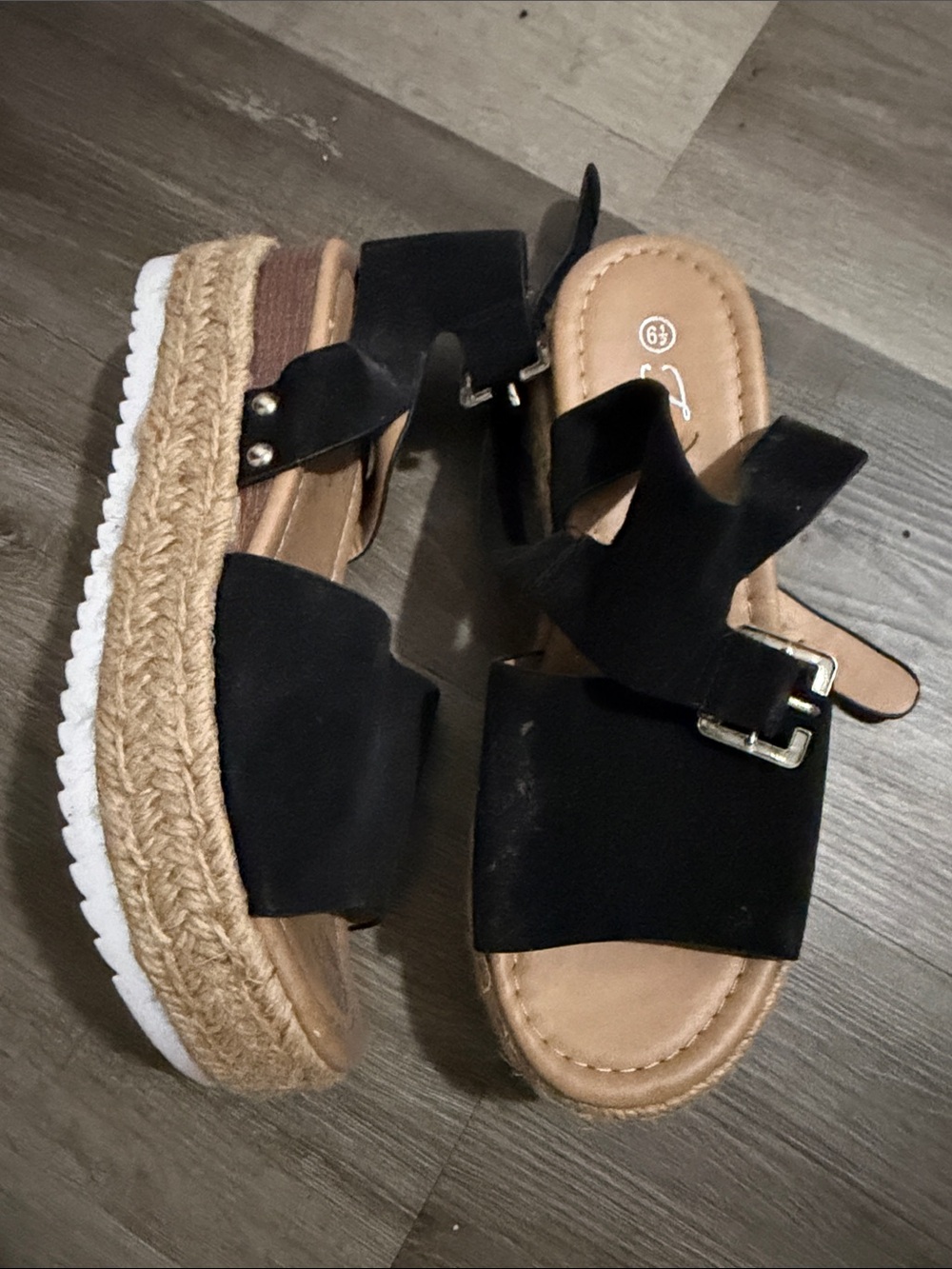 Black Espadrille Platform Slide Sandals - Women